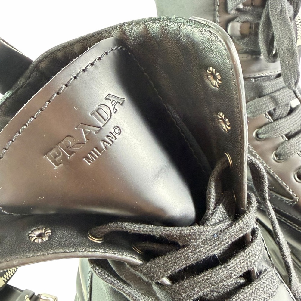 PRADA Re-Nylon White Leather Monolith With Pouch Ankle Men's Boots 8.5UK - 9.5US - Picture 11 of 16